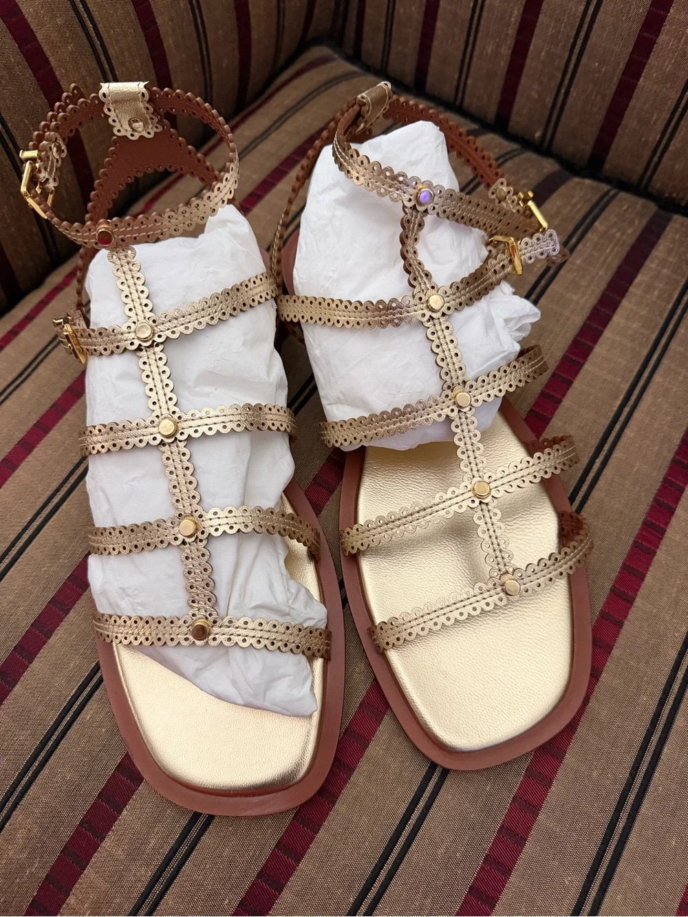 Zimmermann Women’s Beige Strappy Gladiator Sandals - Elegant Flat, new with tags